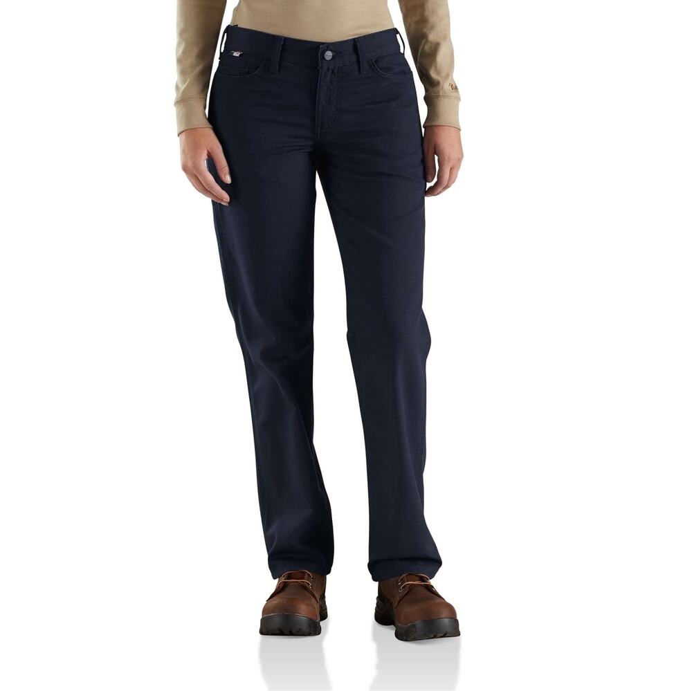 Carhartt Flame-Resistant Womens Rugged Flex Canvas Pant in Dark Navy